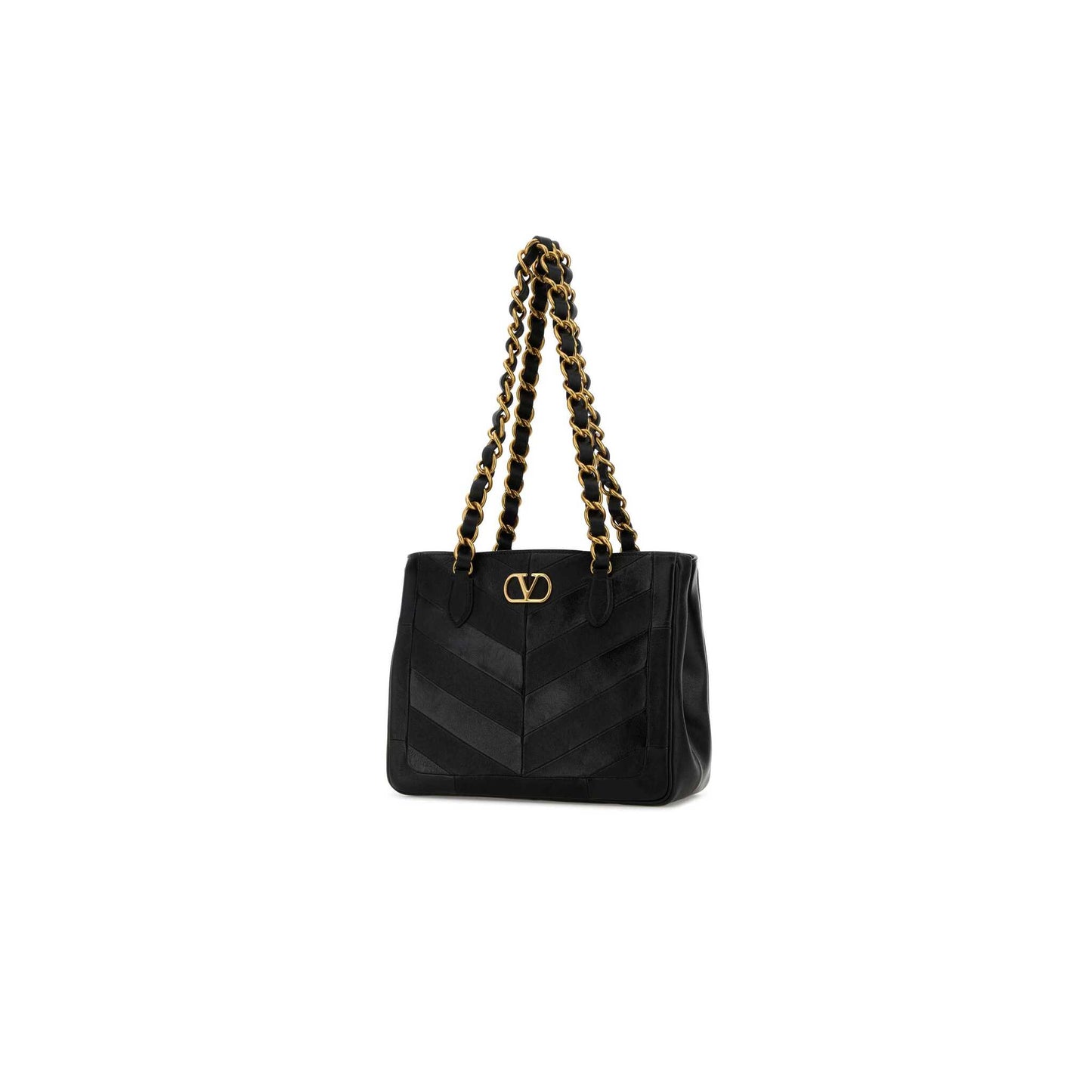 Valentino Garavani Laseine Small Shopping Bag In Chevron-Patterned Nappa Leather