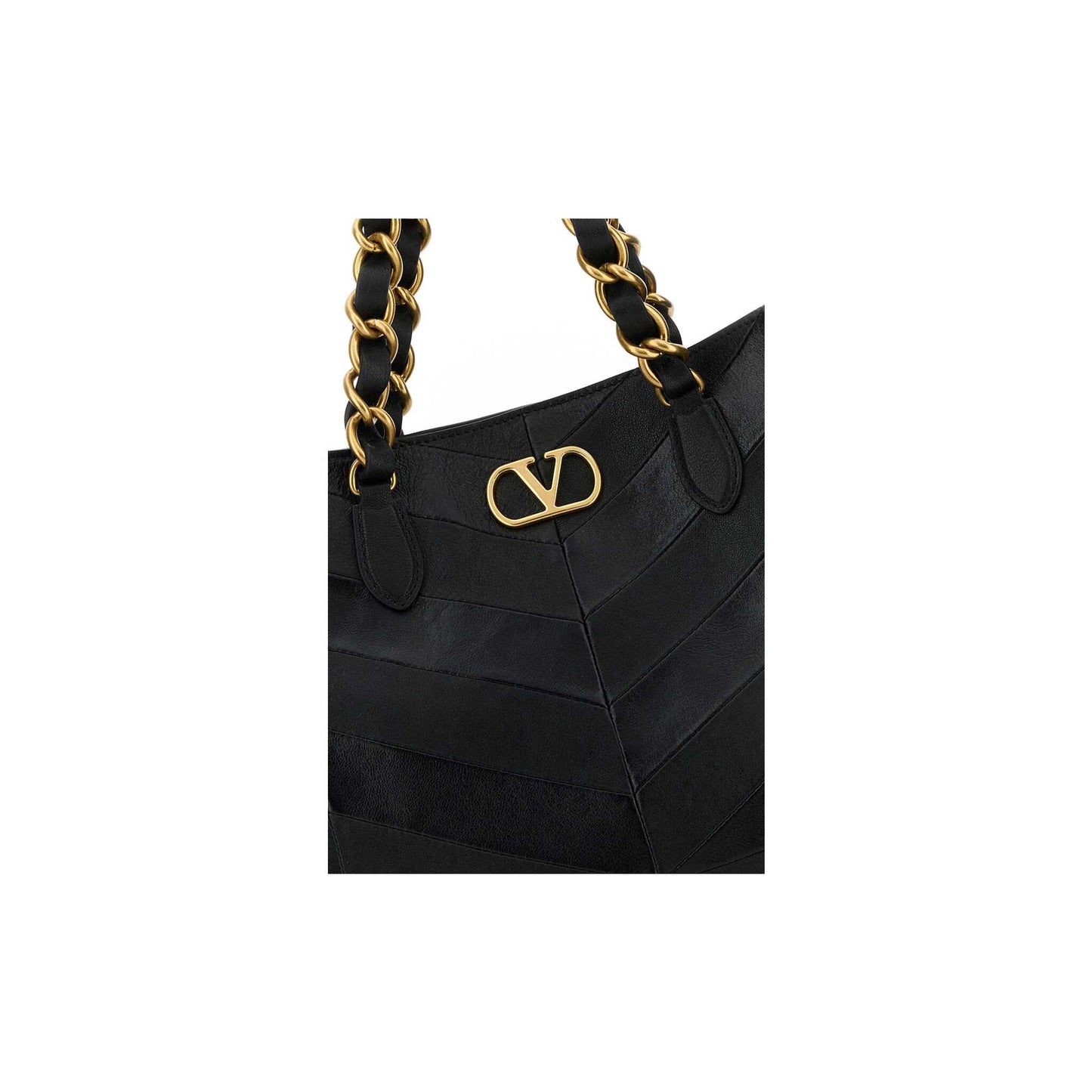 Valentino Garavani Laseine Small Shopping Bag In Chevron-Patterned Nappa Leather