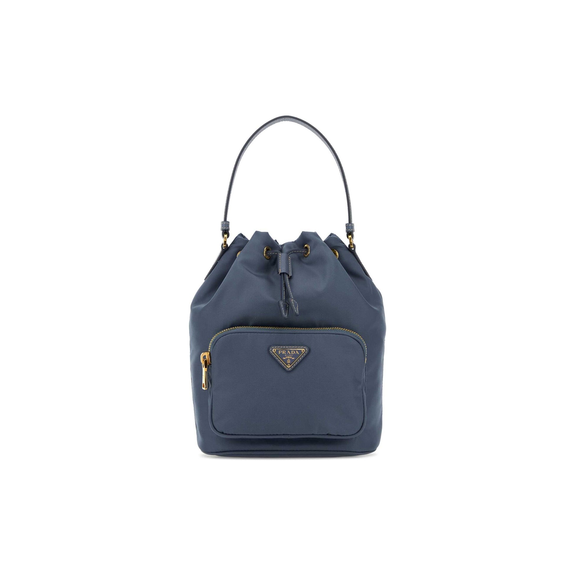 Prada Mala Saco Buckle em Re-Nylon — Castanho