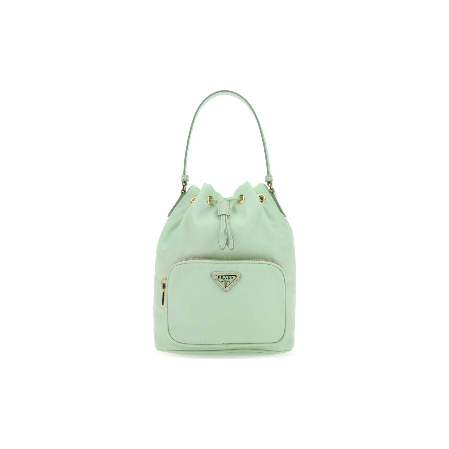 Prada Mala Saco Buckle em Re-Nylon — Bege