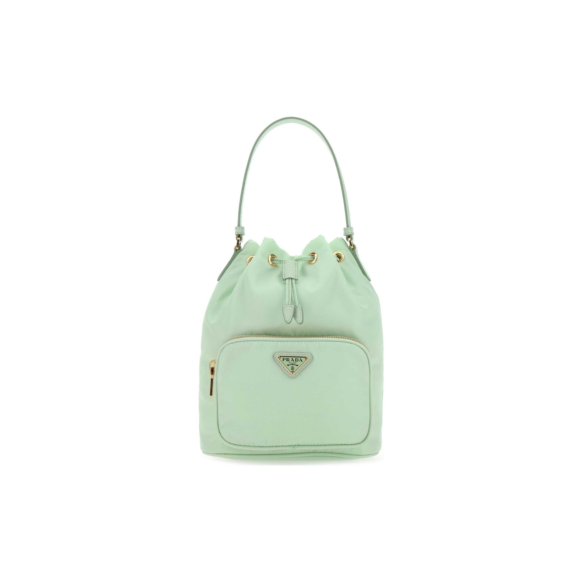 Prada Mala Saco Buckle em Re-Nylon — Bege