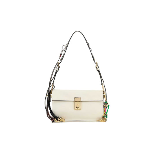 Prada Mala de Ombro Pequena Soft Sound em Pele — Branco