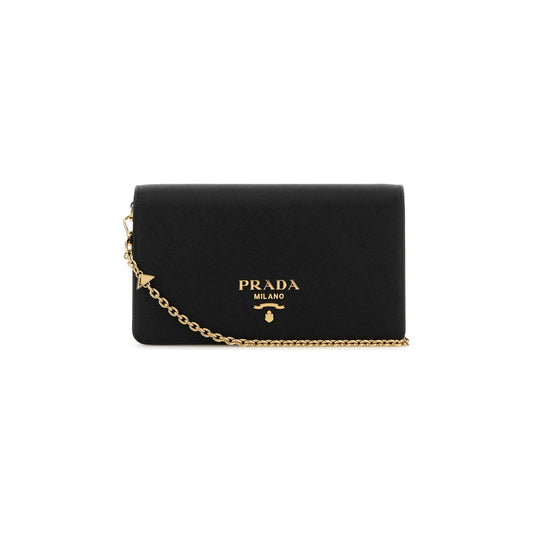 Prada Mala de Ombro em Pele — Preto