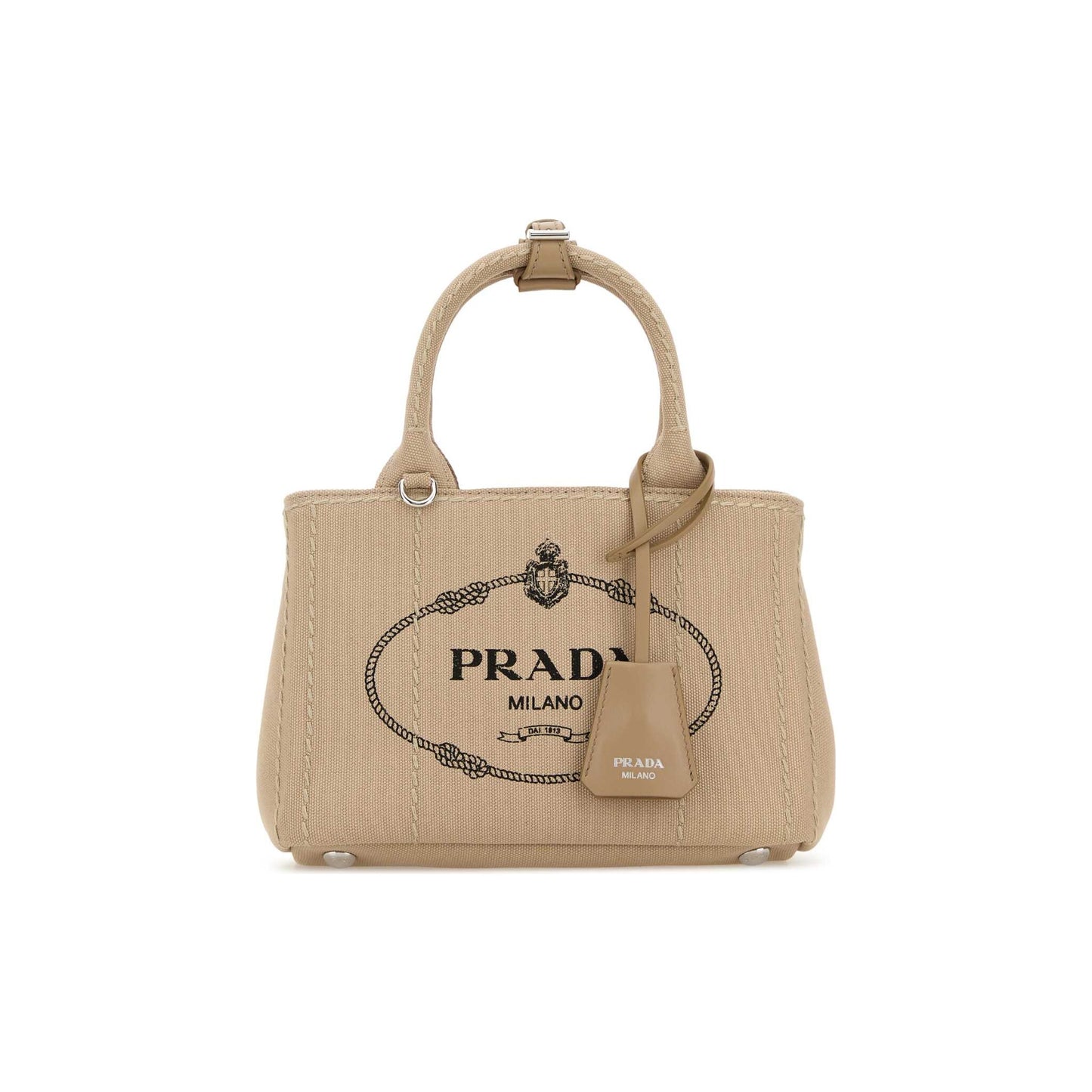 Prada Mala de Ombro em Lona — Branco
