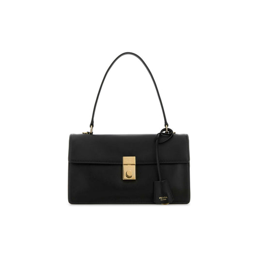 Prada Mala de Ombro Média Soft Sound em Pele — Preto