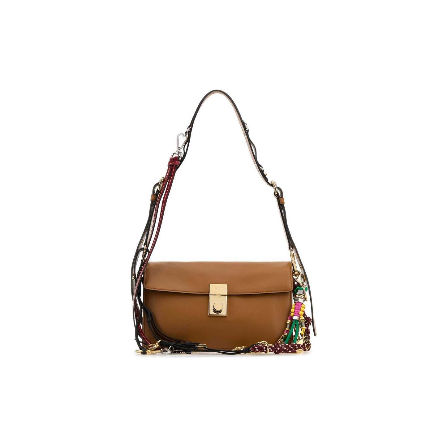 Prada Mala de Ombro Pequena Soft Sound em Pele — Verde-Militar