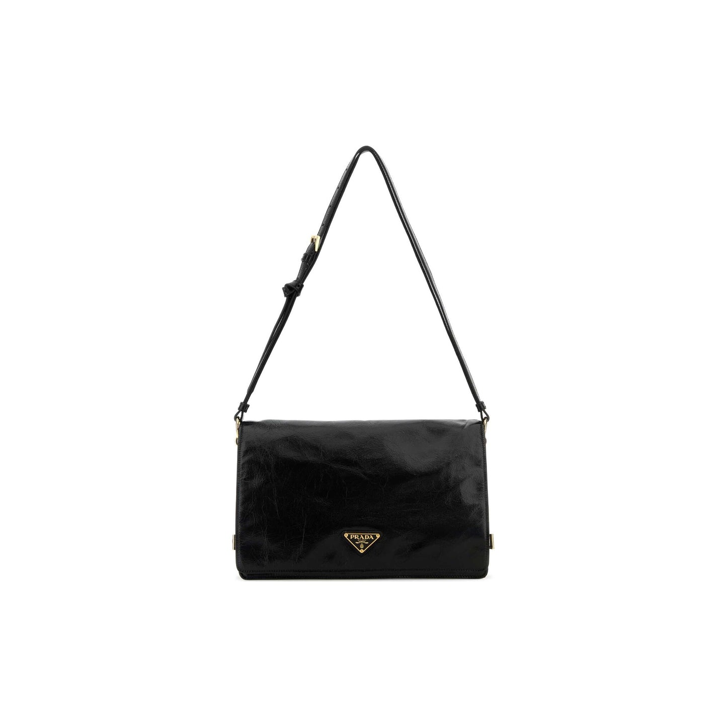 Prada Mala de Ombro em Pele — Preto