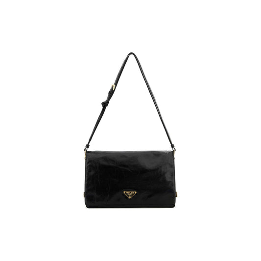 Prada Mala de Ombro em Pele — Preto
