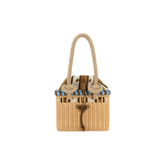 Prada Mala Tote em Vime — Vermelho