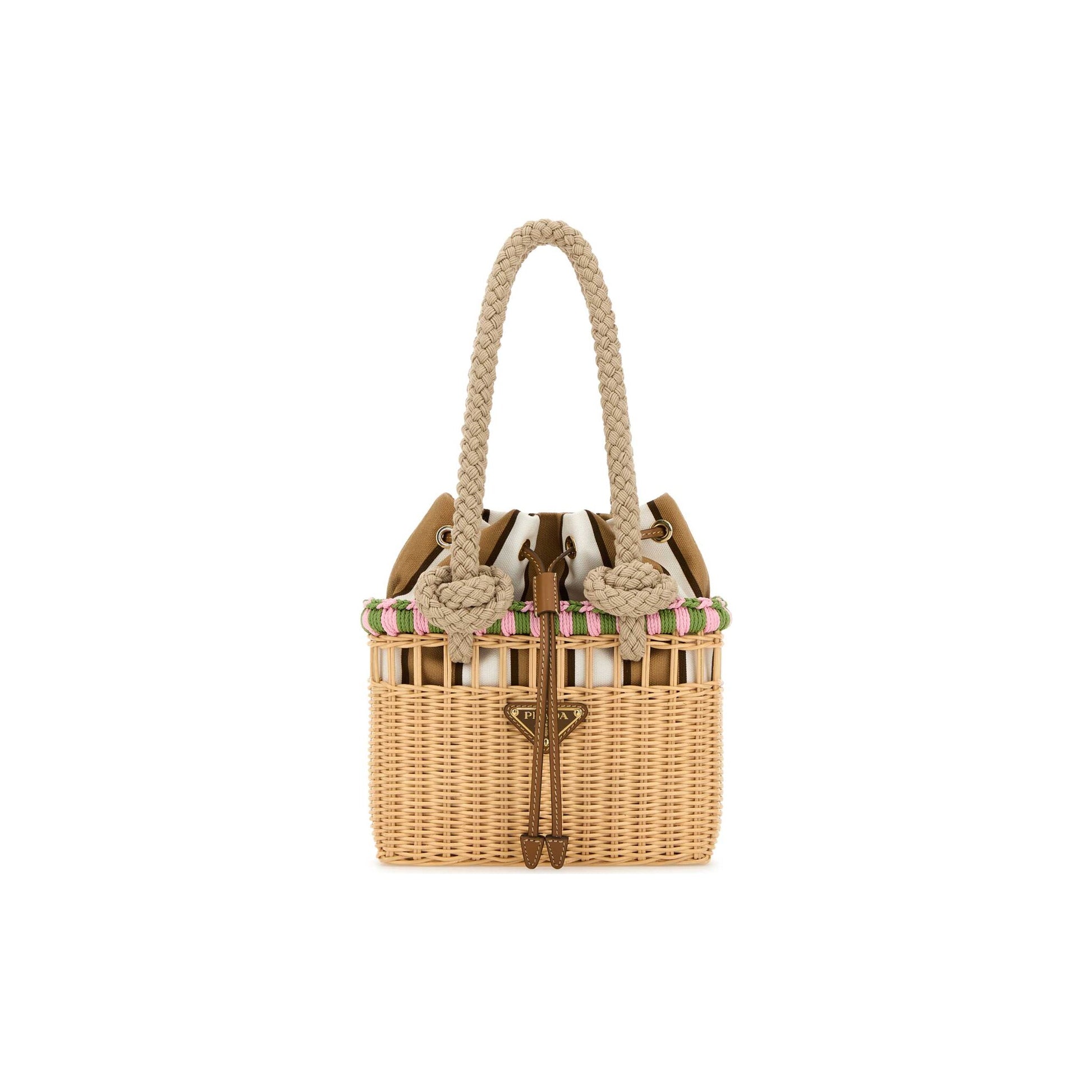 Prada Mala Tote em Vime — Vermelho