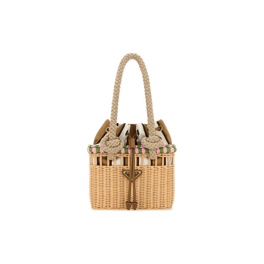 Prada Mala Tote em Vime — Vermelho