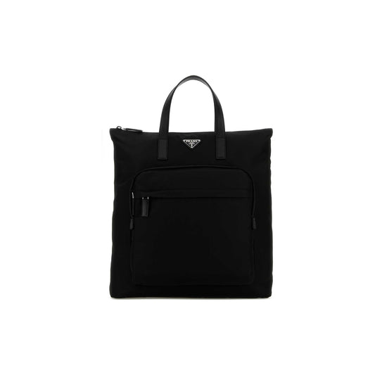 Prada Mala Tote em Re-Nylon — Preto