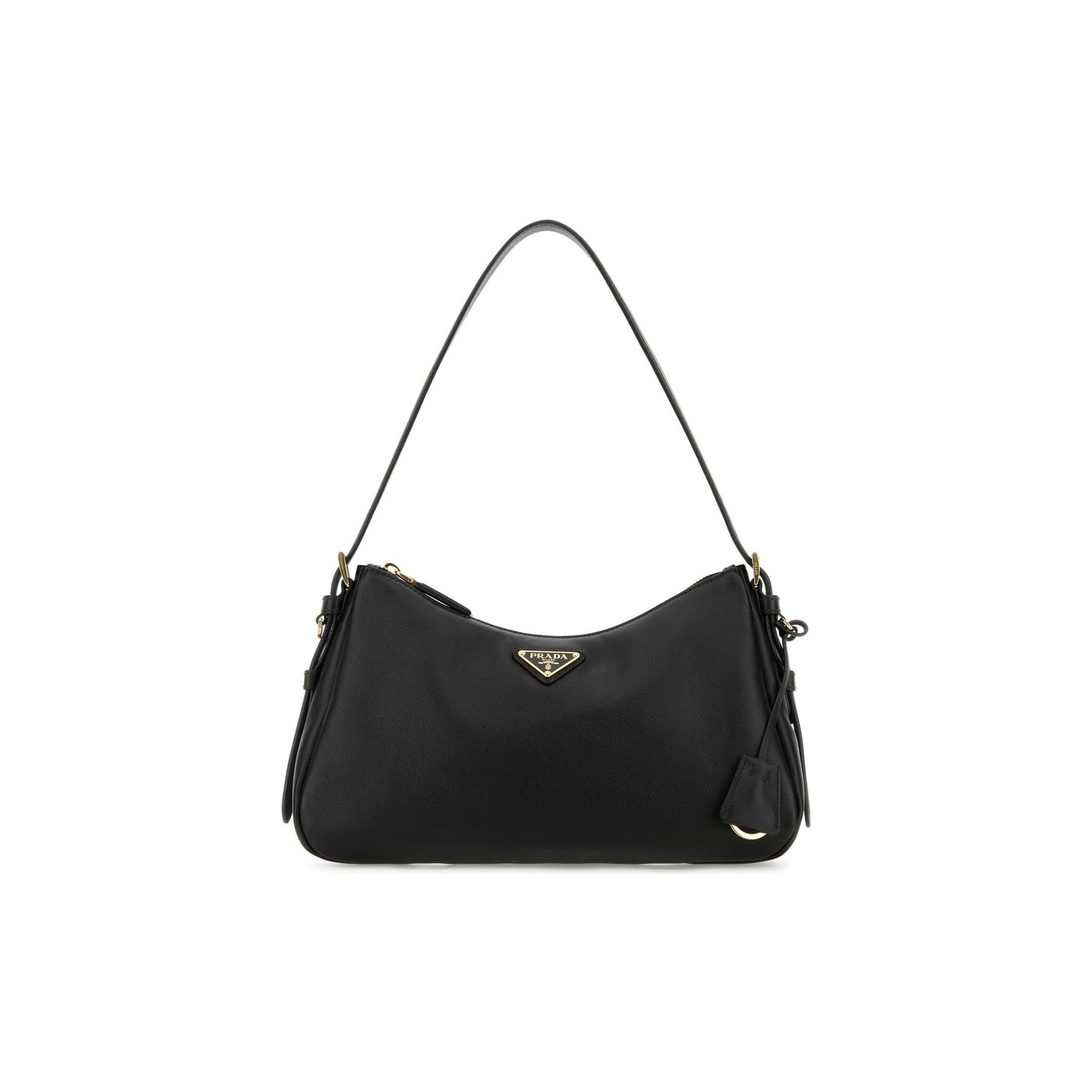 Prada Mala de Ombro Média Aimée em Pele — Preto