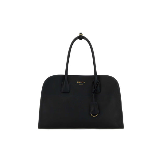 Prada Mala Tote Grande em Pele — Preto