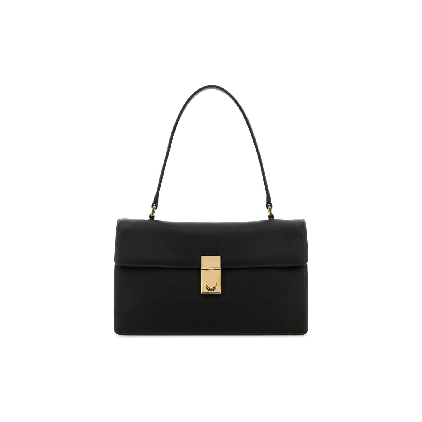 Prada Mala de Ombro Média Soft Sound em Pele — Preto