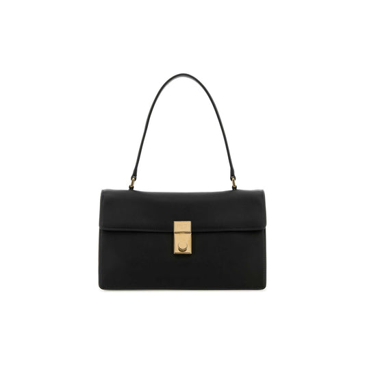 Prada Mala de Ombro Média Soft Sound em Pele — Preto