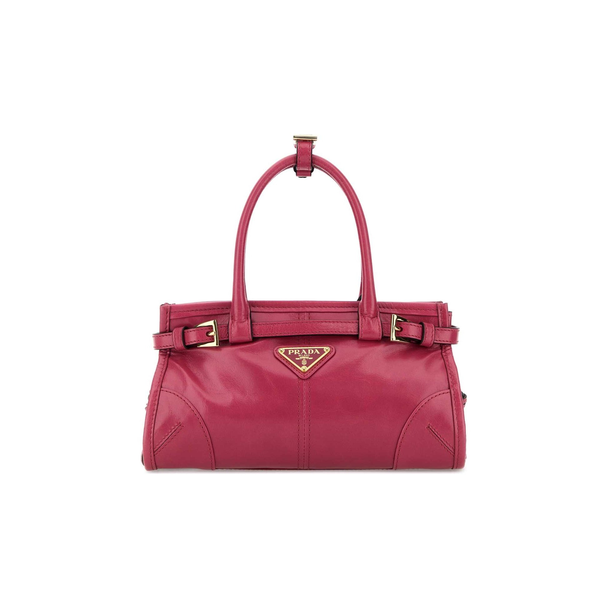 Prada Mala de Mão Mini Bonnie em Pele — Vermelho