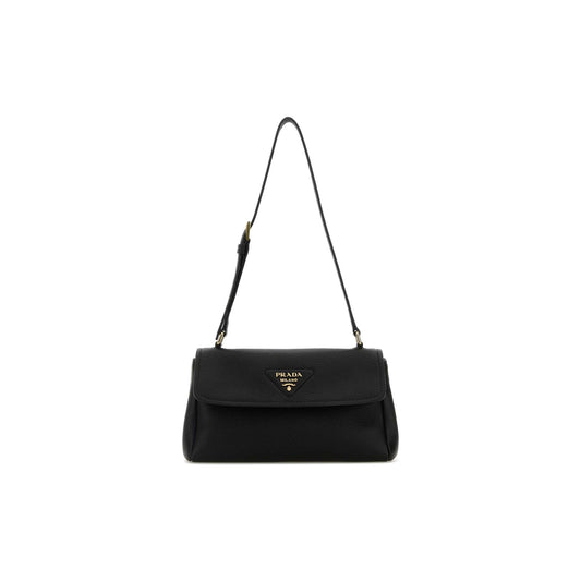 Prada Mala de Ombro em Pele — Preto