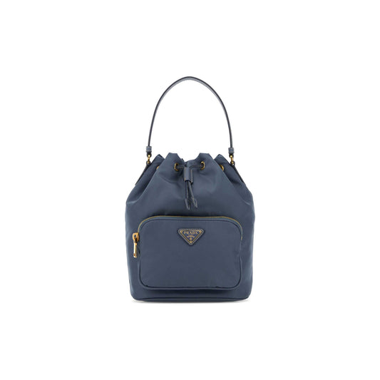 Prada Mala Saco Buckle em Re-Nylon — Castanho