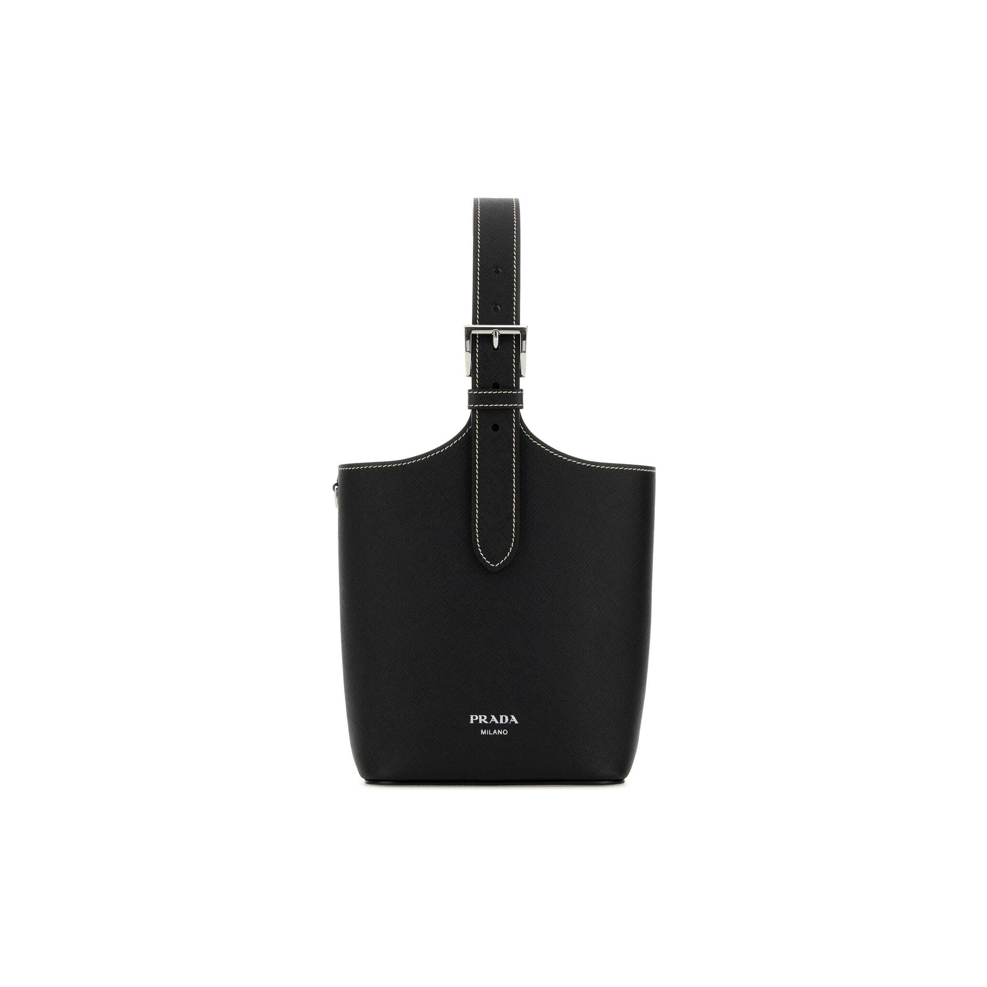 Prada Mala de Ombro em Pele — Preto