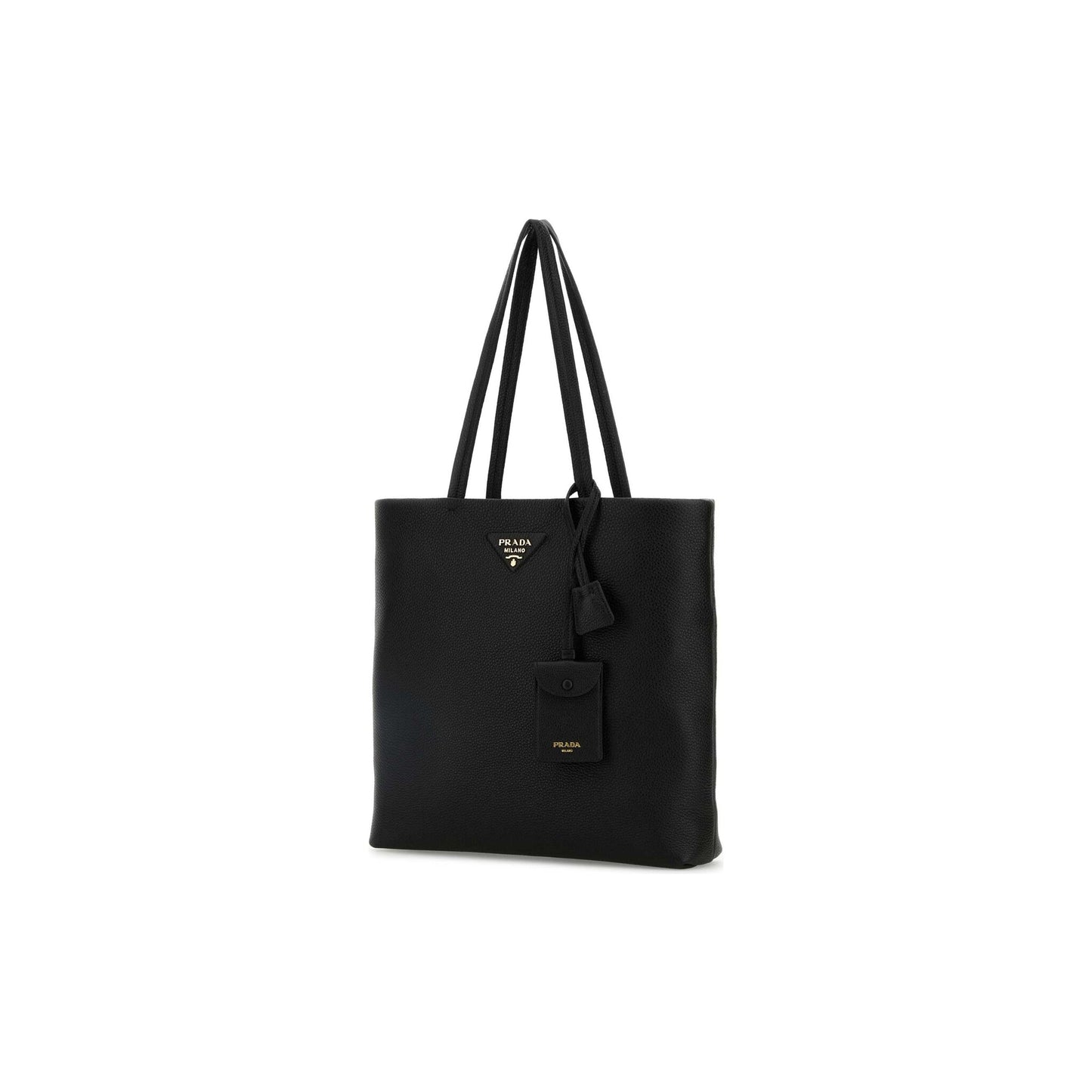 Prada Mala Tote em Pele — Preto