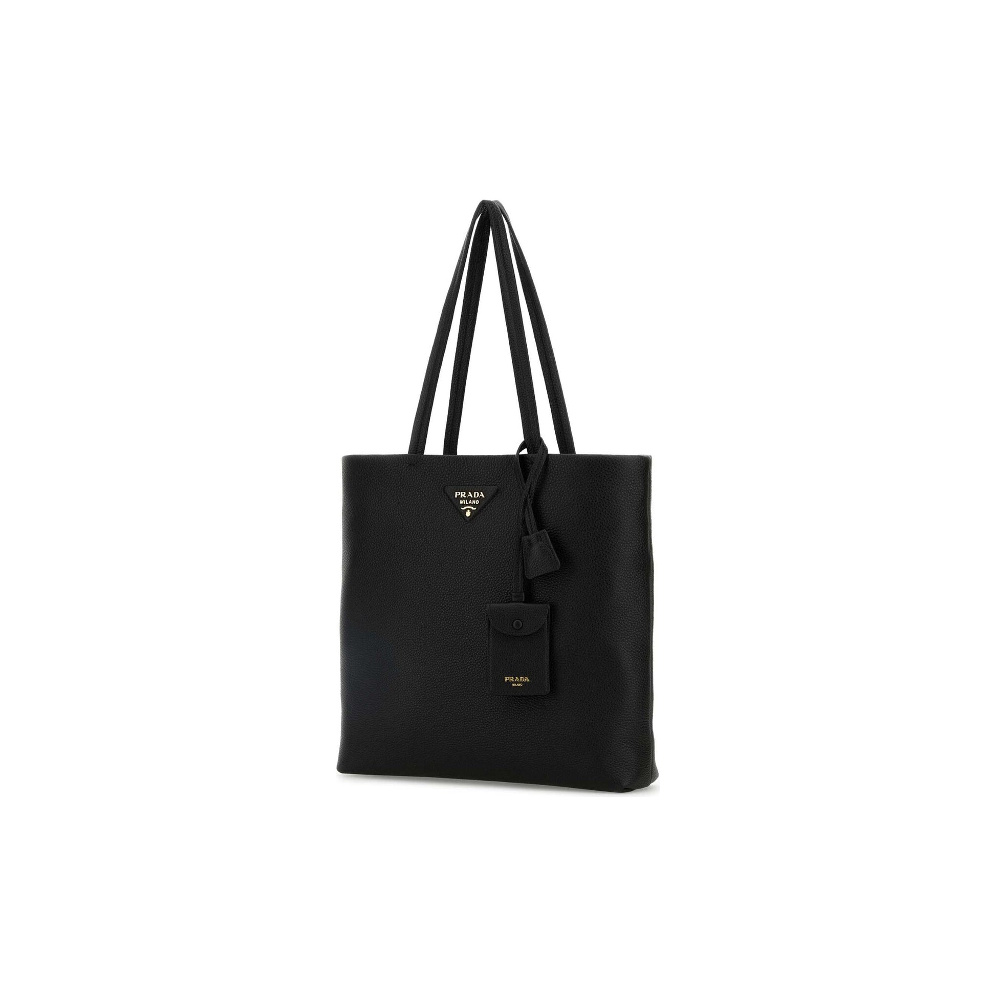 Prada Mala Tote em Pele — Preto