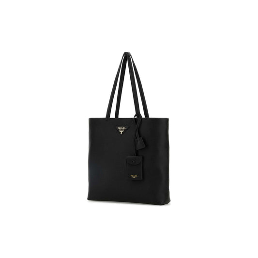 Prada Mala Tote em Pele — Preto