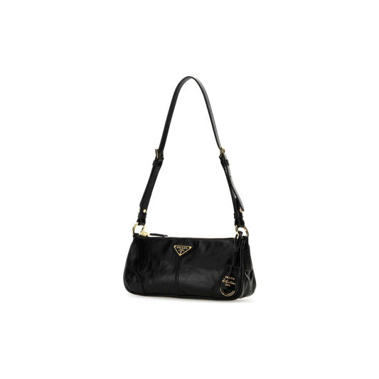 Prada Mala de Ombro em Pele — Preto