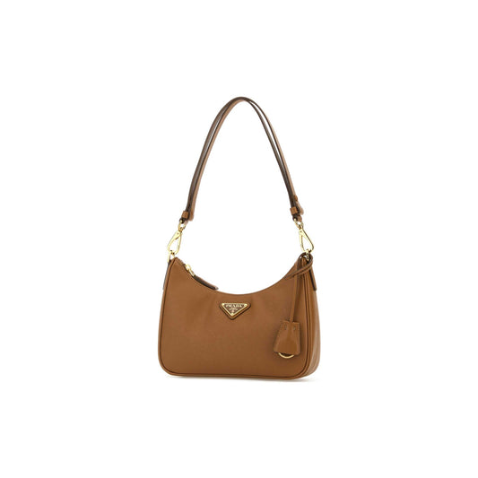 Prada Mala Mini Re-Edition em Pele — Castanho