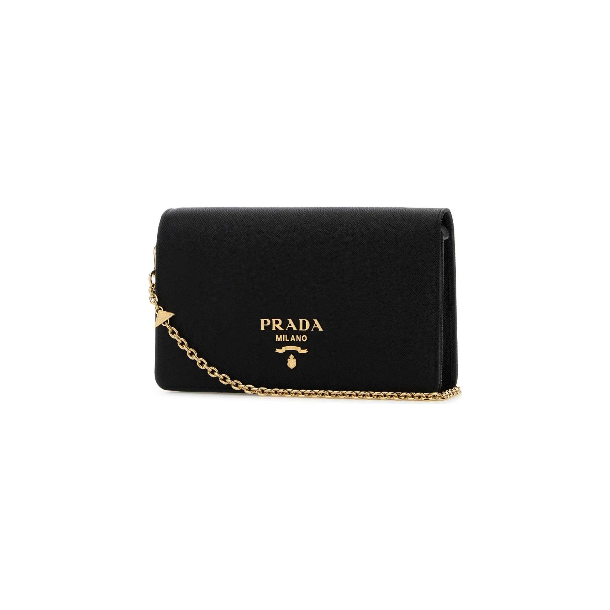 Prada Mala de Ombro em Pele — Preto