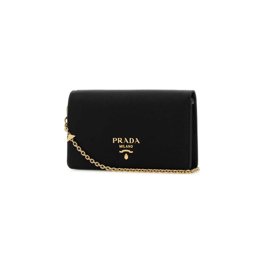 Prada Mala de Ombro em Pele — Preto