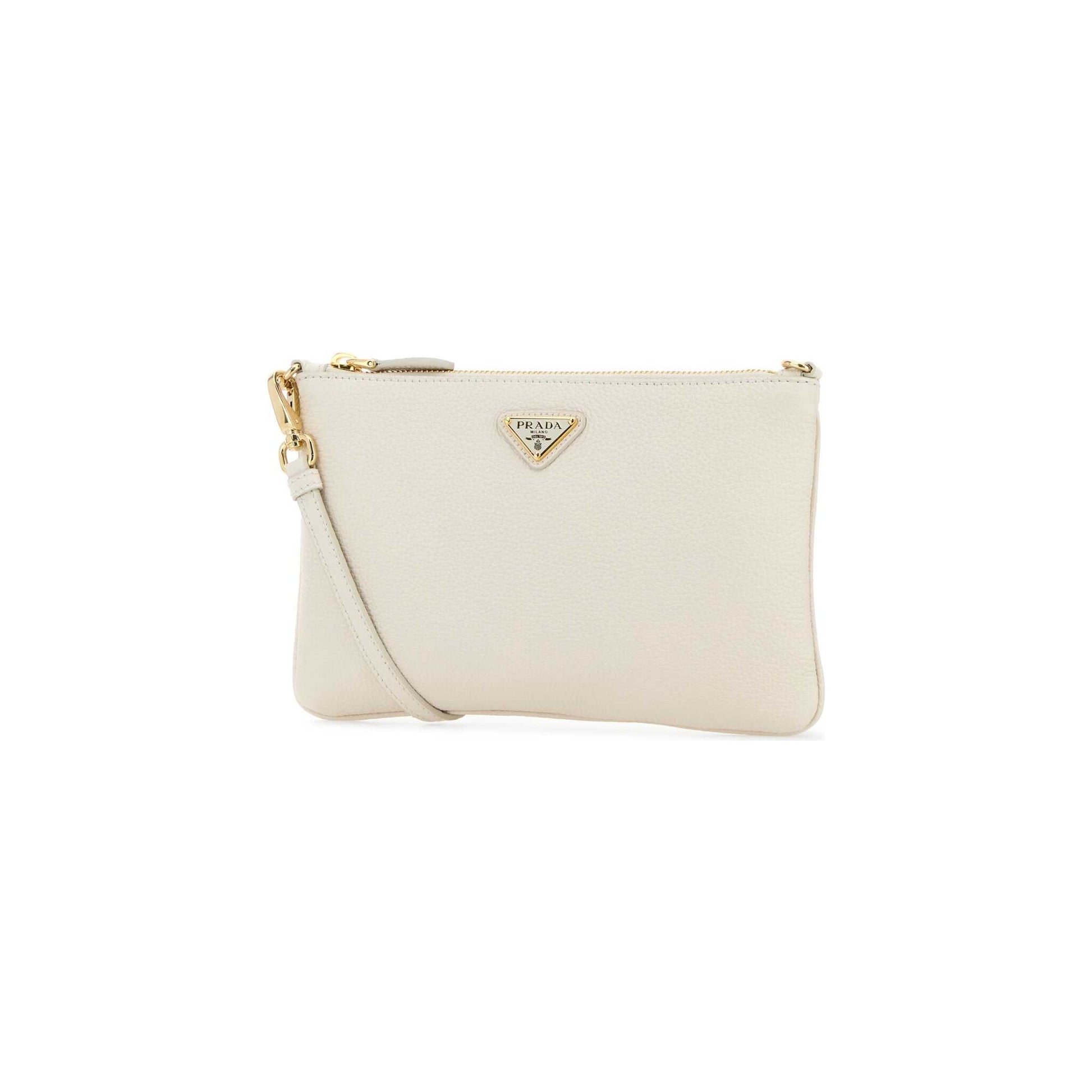 Prada Mala Tiracolo em Pele — Branco