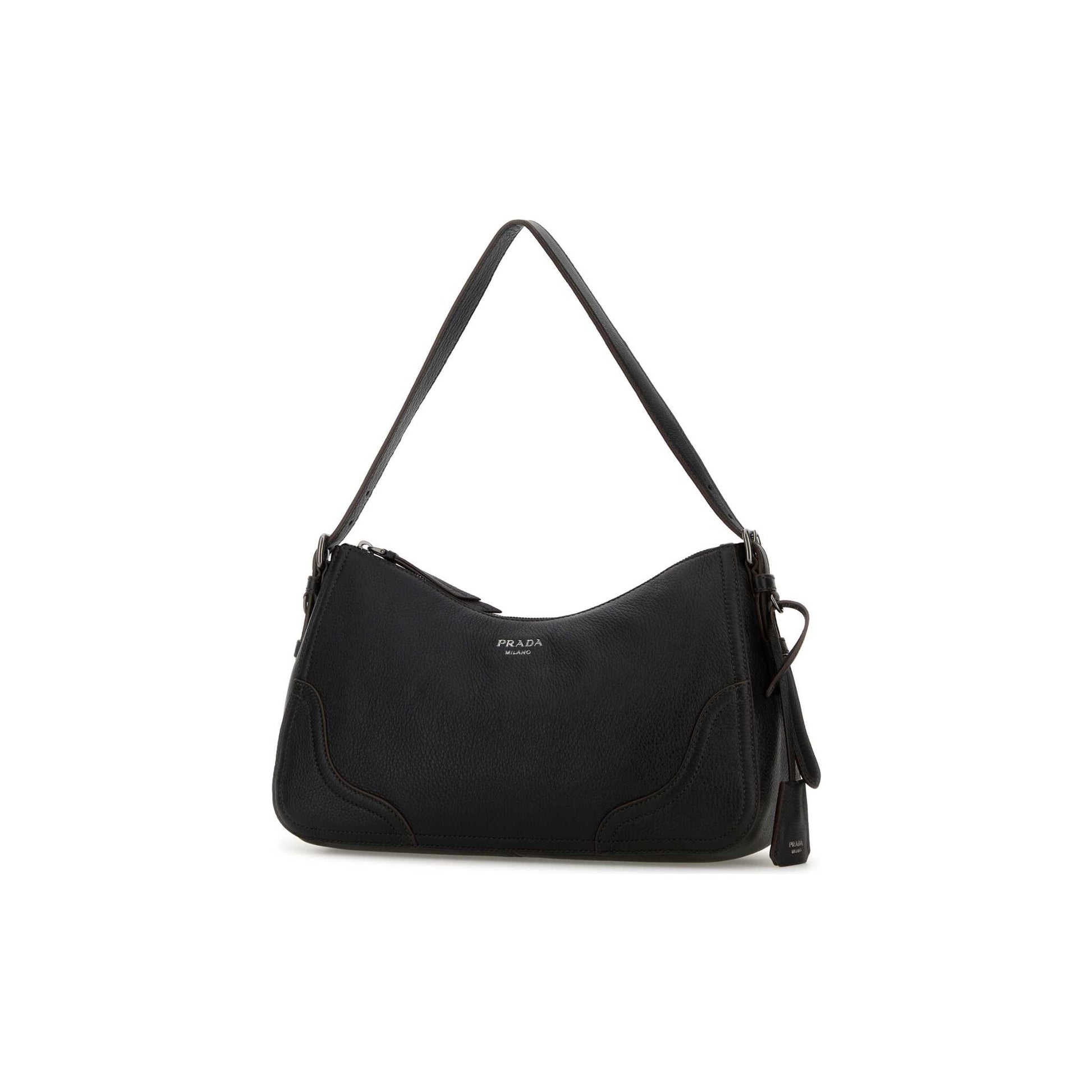 Prada Mala de Ombro Grande Aimée em Lona — Preto