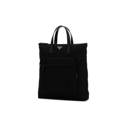Prada Mala Tote em Re-Nylon — Preto