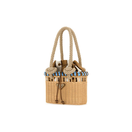 Prada Mala Tote em Vime — Vermelho