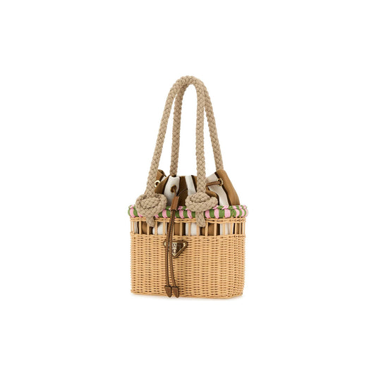 Prada Mala Tote em Vime — Vermelho