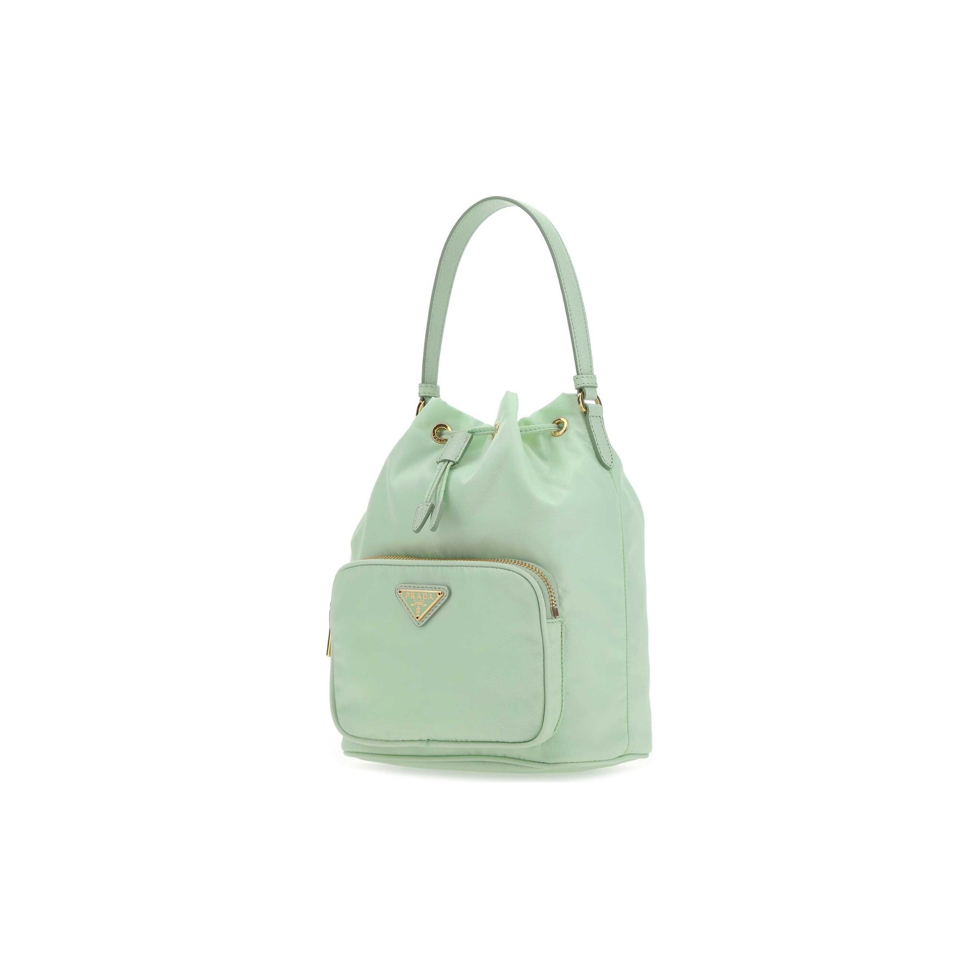 Prada Mala Saco Buckle em Re-Nylon — Bege