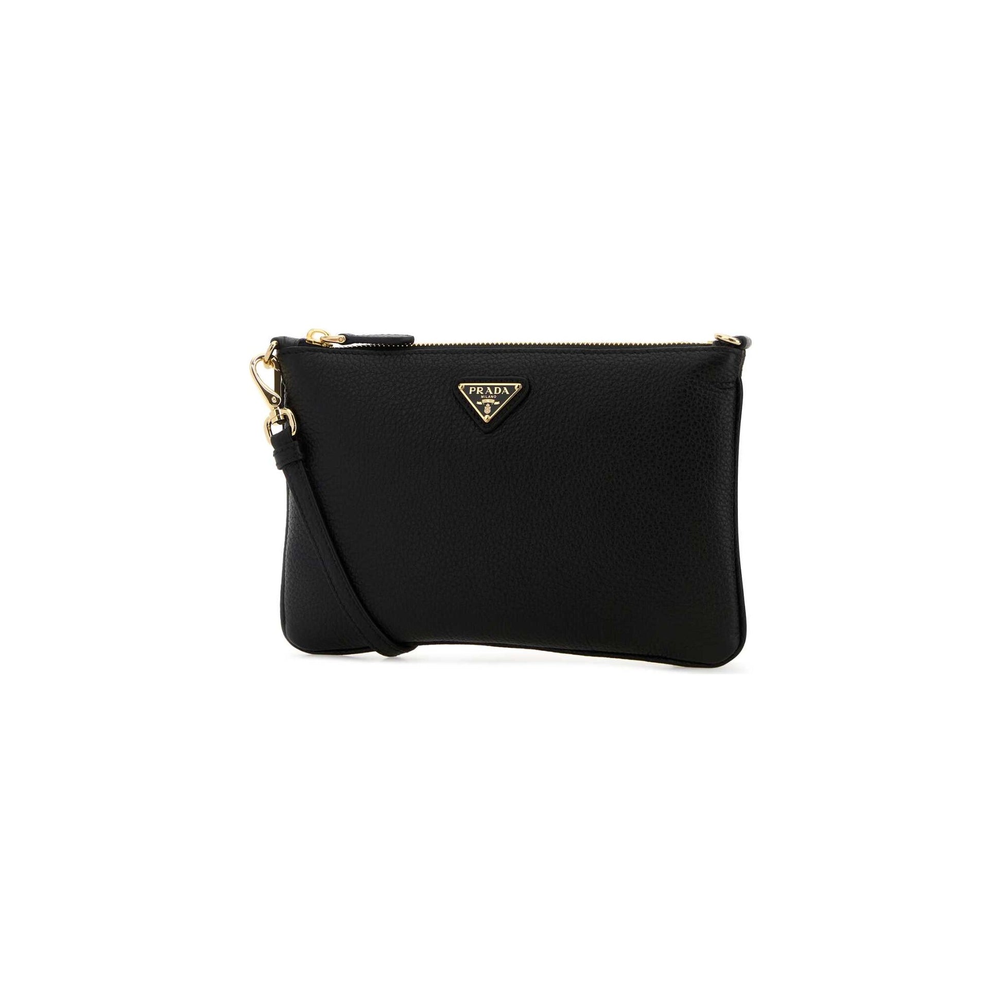 Prada Mala Tiracolo em Pele — Preto