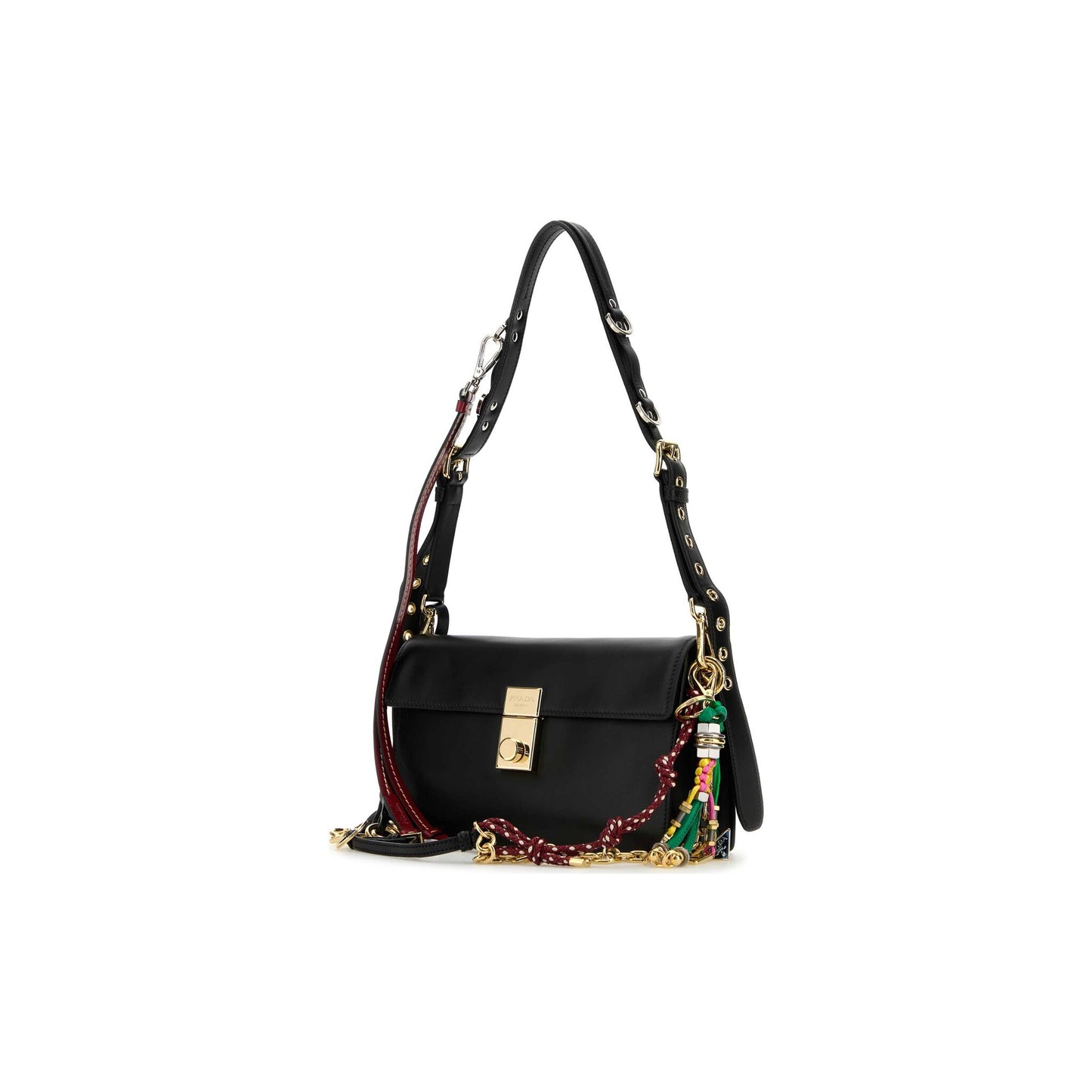 Prada Mala de Ombro Pequena Soft Sound em Pele — Vermelho
