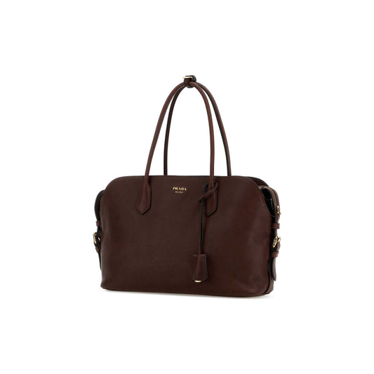 Prada Mala Tote Grande em Pele — Branco