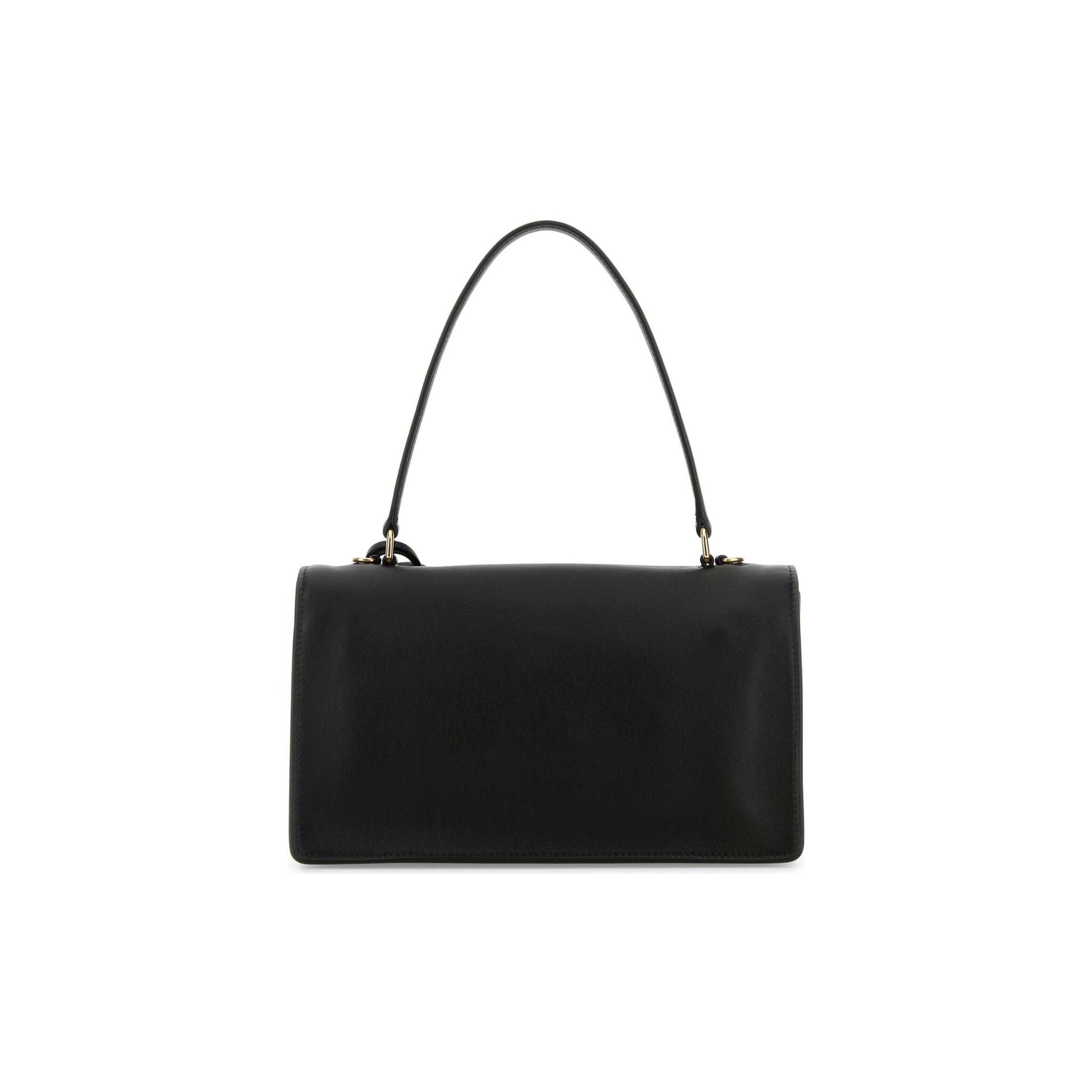 Prada Mala de Ombro Média Soft Sound em Pele — Preto