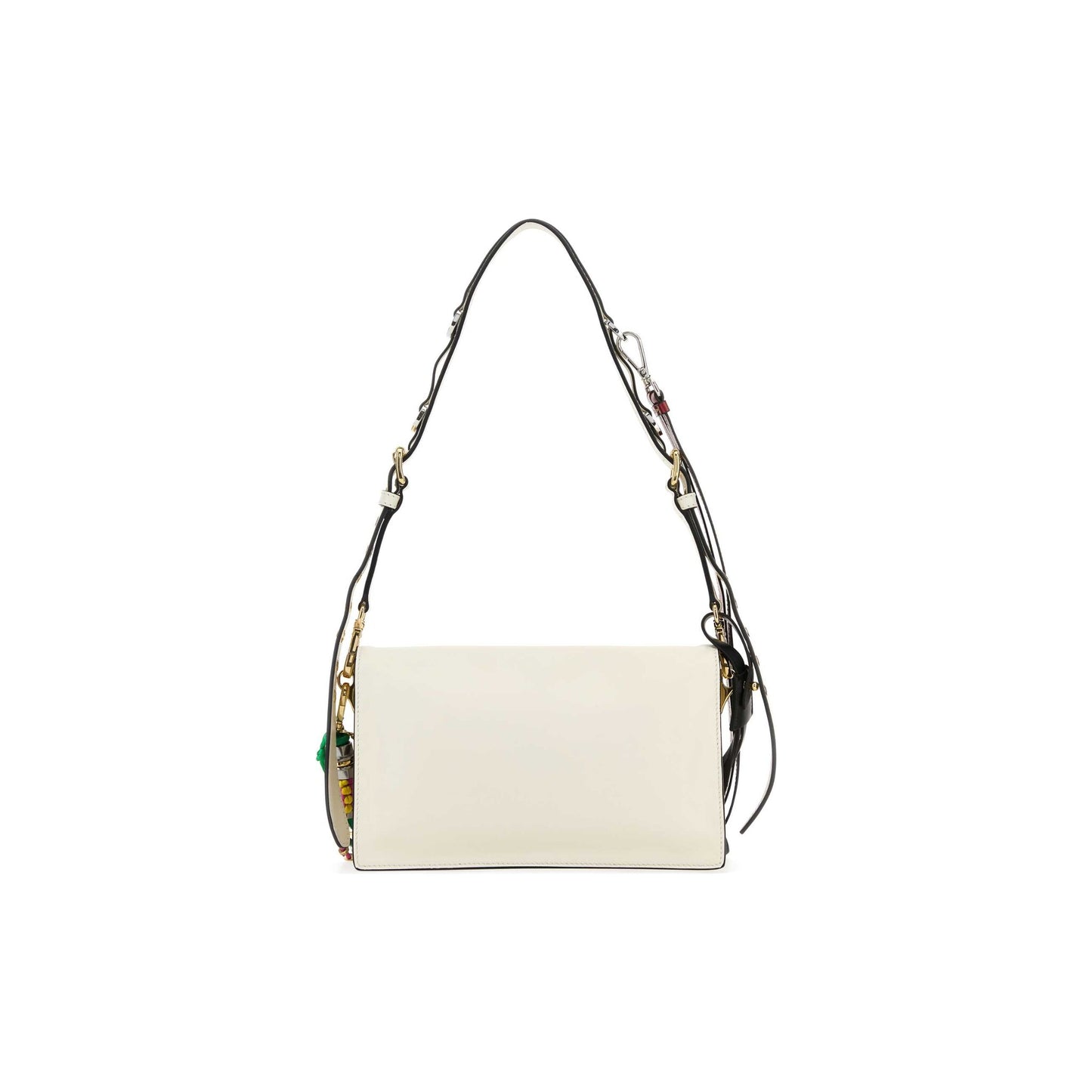 Prada Mala de Ombro Pequena Soft Sound em Pele — Branco