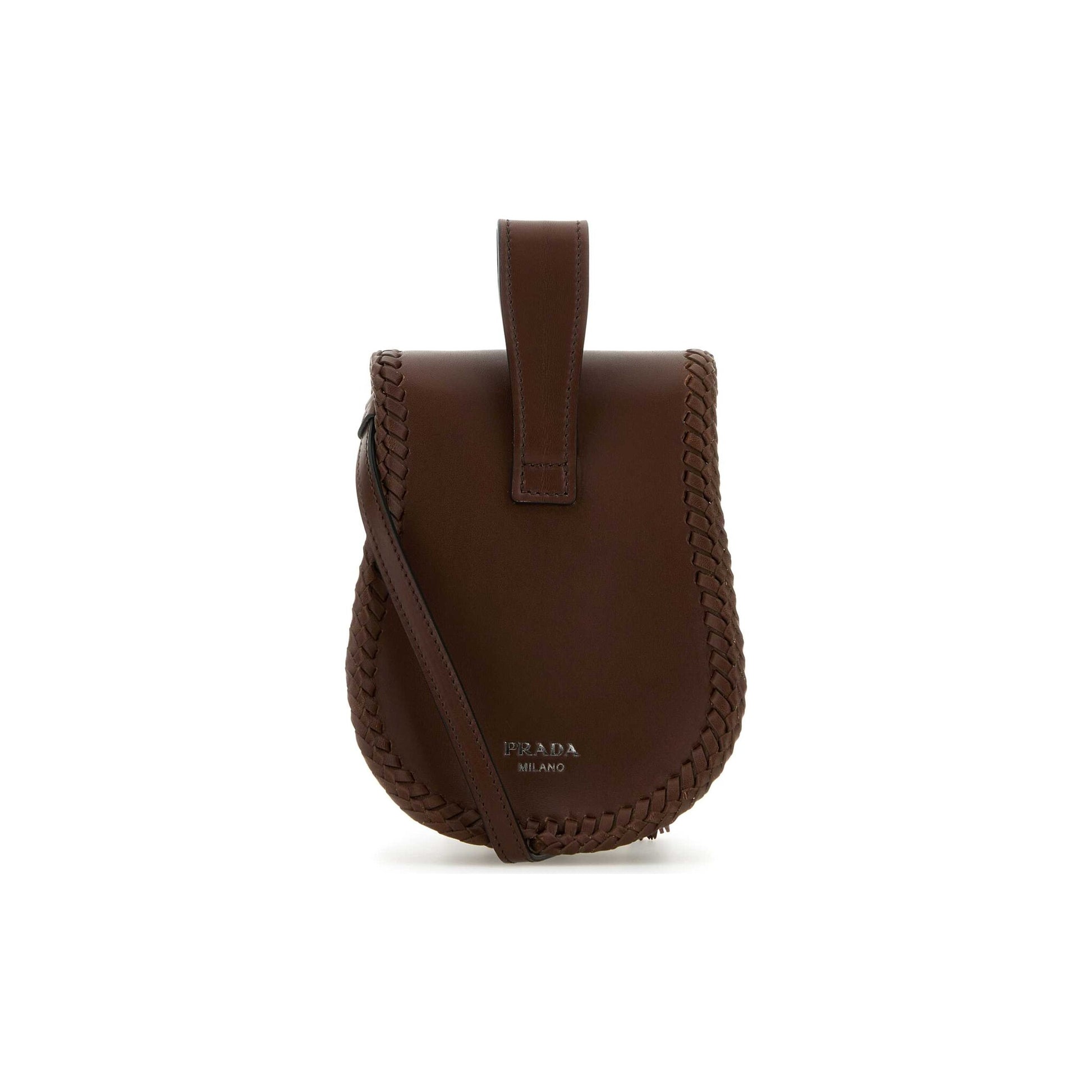 Prada Mala Tiracolo em Pele — Caramelo