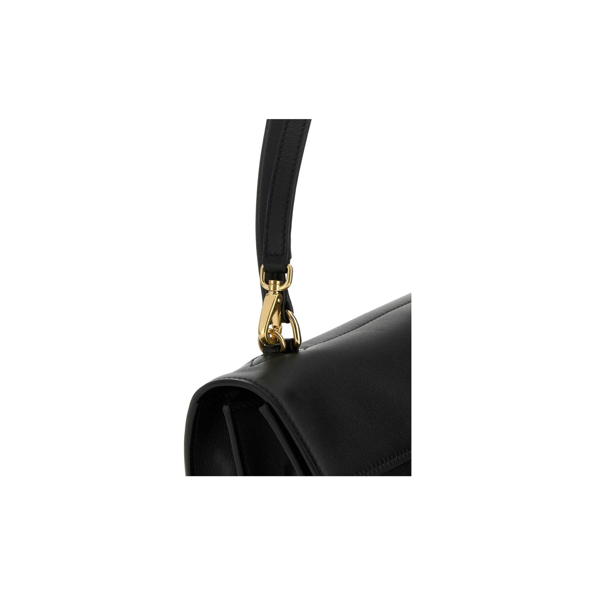 Prada Mala de Ombro Média Soft Sound em Pele — Preto