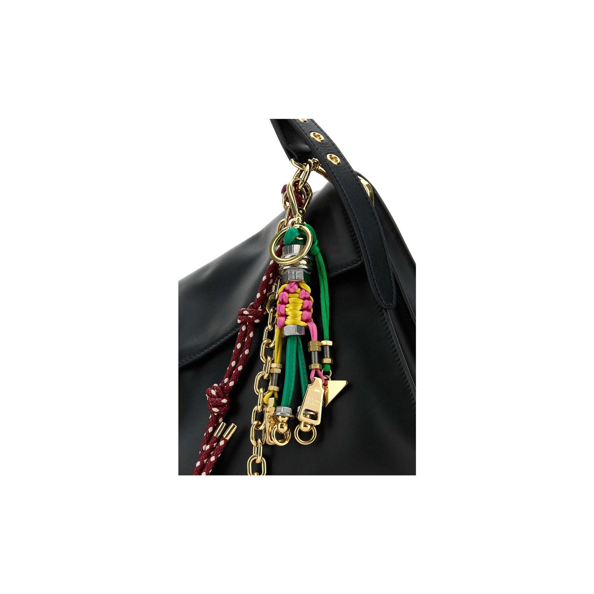 Prada Mala de Ombro Grande Soft Sound em Pele — Preto