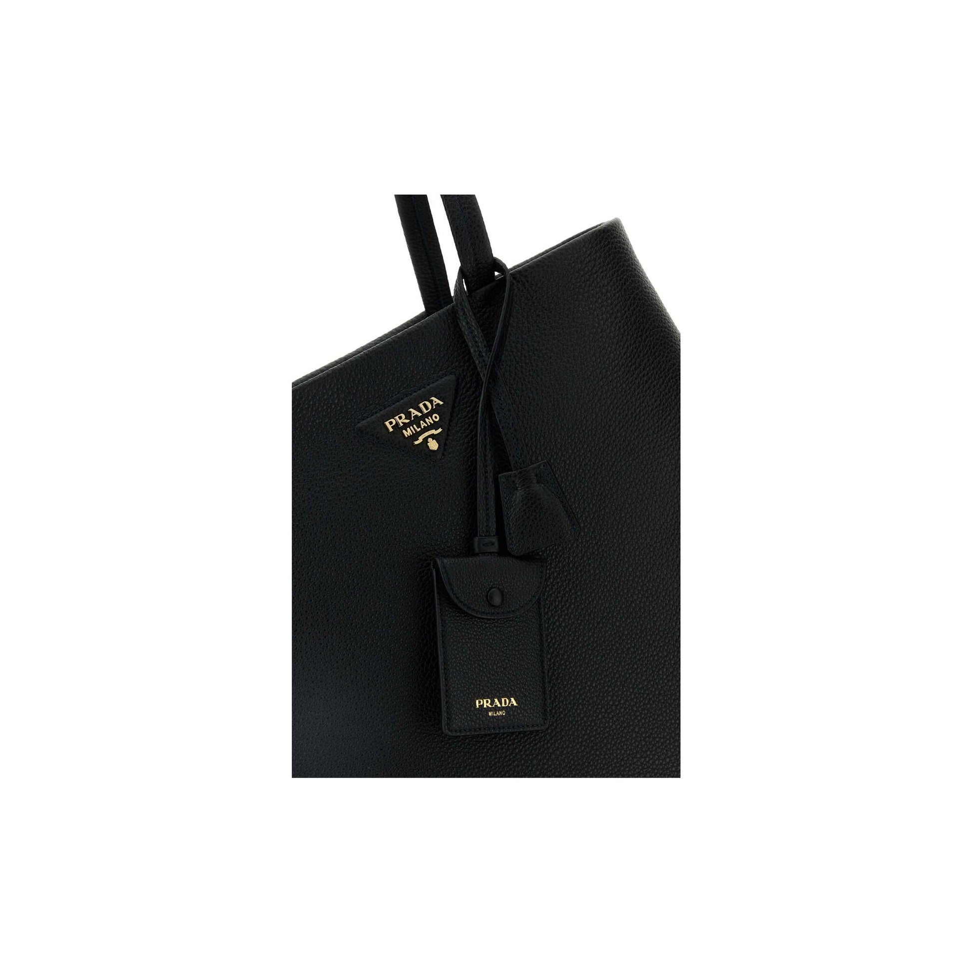Prada Mala Tote em Pele — Preto