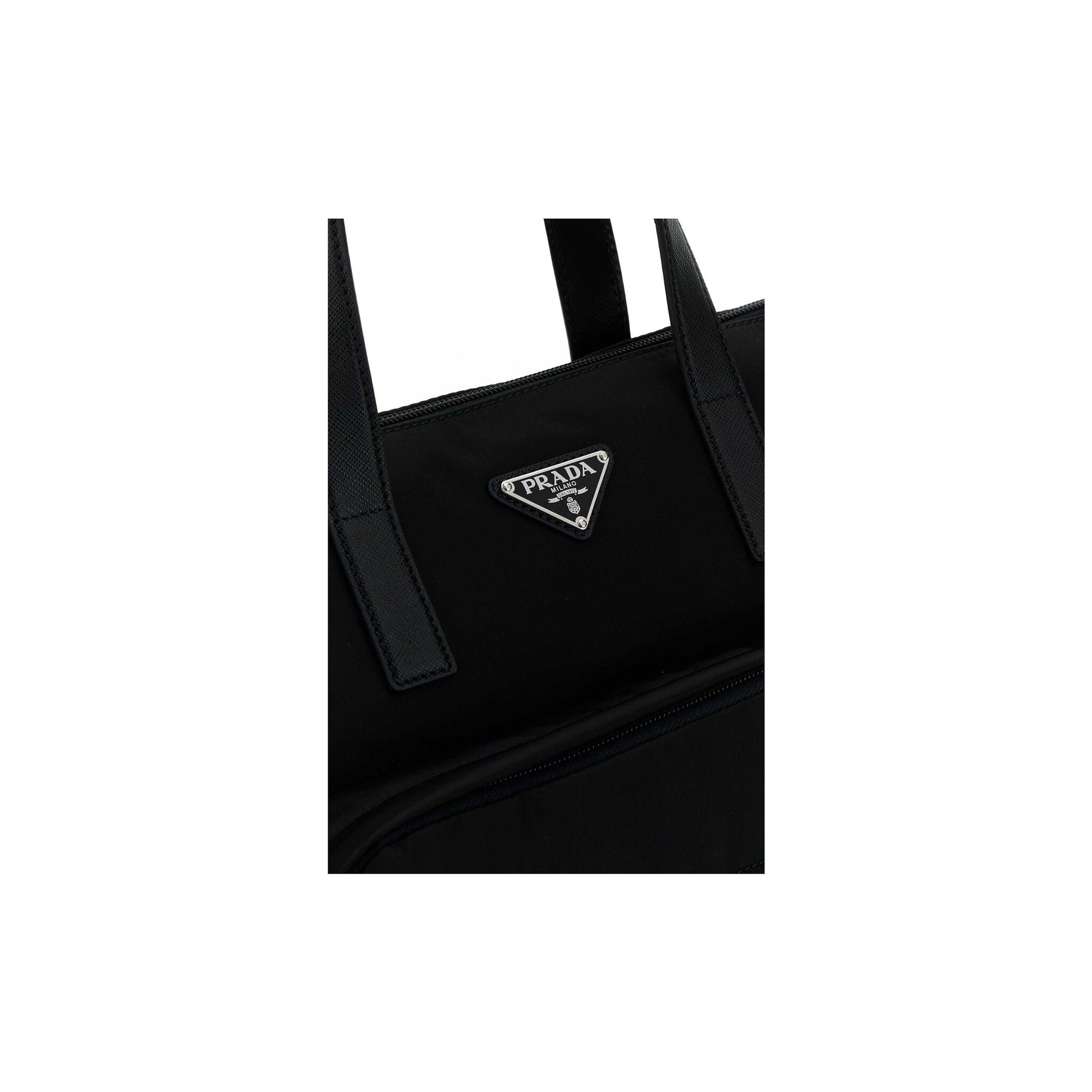 Prada Mala Tote em Re-Nylon — Preto
