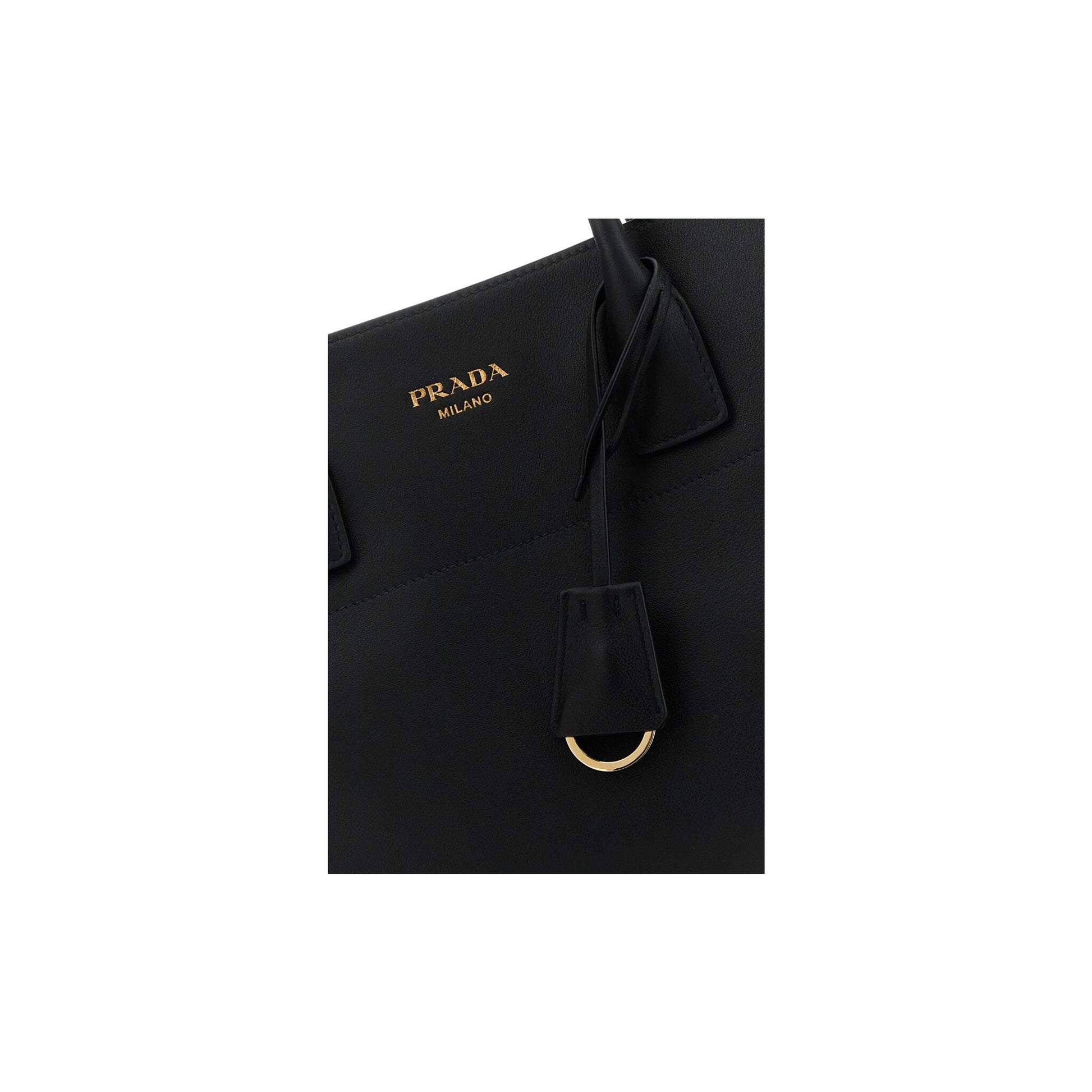 Prada Mala Tote Grande em Pele — Preto