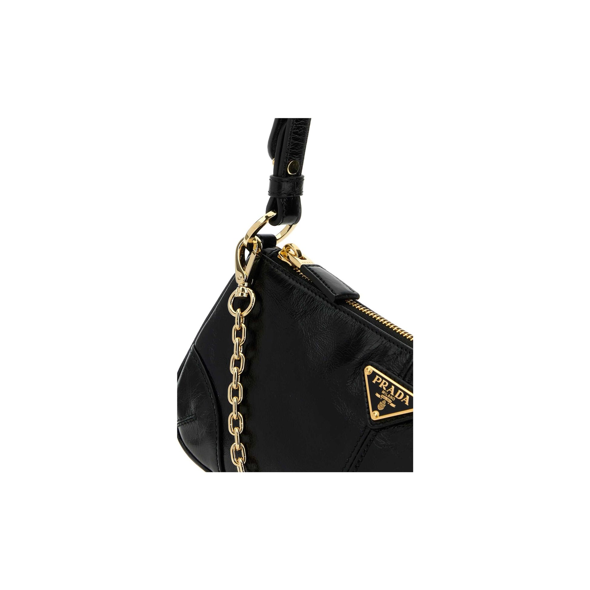Prada Mala de Ombro em Pele — Preto